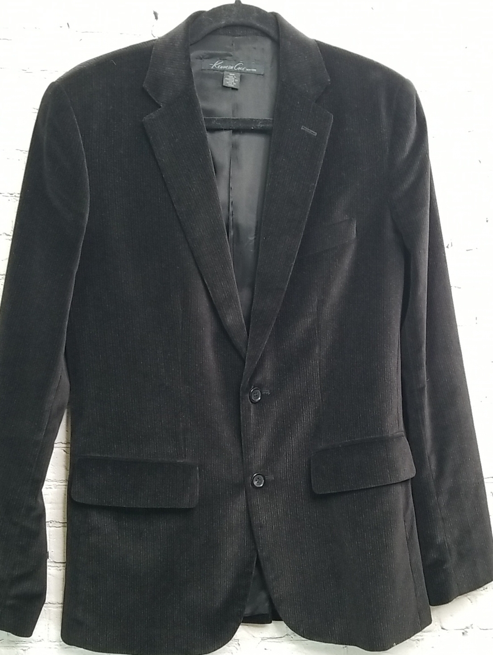 Kenneth Cole mens blazer size 36R 100% cotton black EUC
